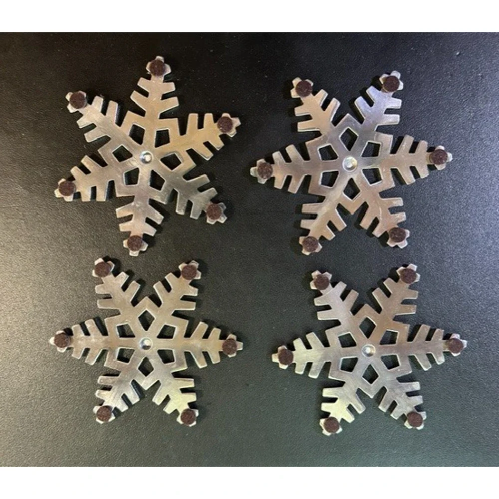 Snowflake Coasters Stainless Steel 4 3/4 inches, stackable